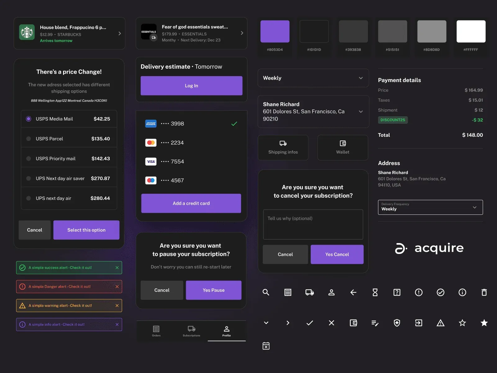 Acquire checkout concepts